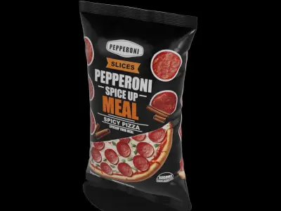 Meat snacks and cabanossi Pepperoni Slices 3D model