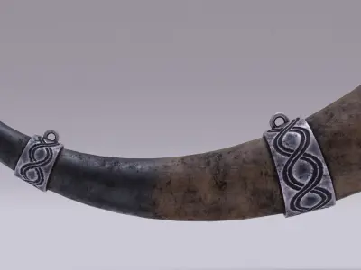 Viking Blowing Horn Low-poly 3D model