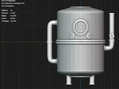 Water boiler pack pipes pack 5 parts boiler 11 parts Low-poly 3D model
