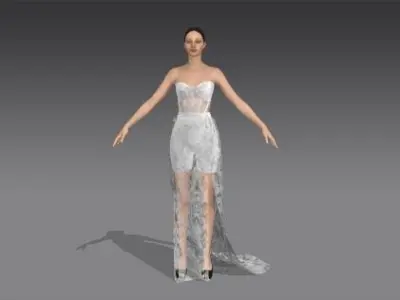 DRESS LACE DETAIL CORSET DRES  3D model