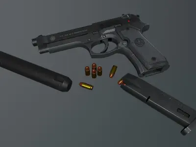 Beretta M9 Low-poly 3D model order