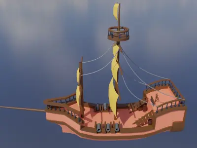 Low Poly Ship Materialed Low-poly 3D model