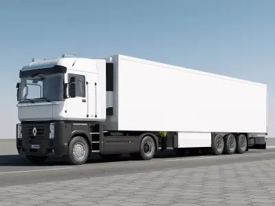 Renault Magnum Legend With Semi-trailer 3D model