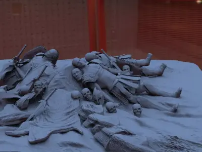 Battlefield aftermath with weapons 3D model