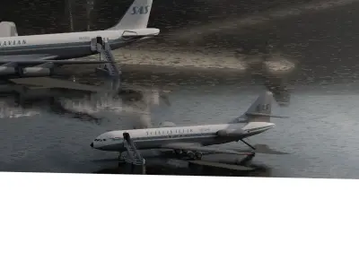 Scandinavian Airlines Fleet DC-8s and Caravelle 3D model