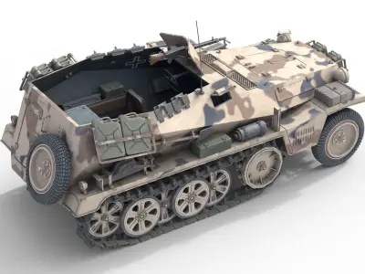 Sd Kfz 250 Half Track Armored Personnel Carrier Low-poly 3D model