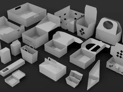 Package Box Collection Low-poly 3D model