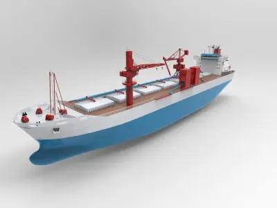 Cargo ship blue 3D model