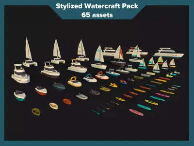 Stylized Watercraft Pack Low-poly 3D model