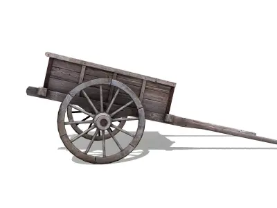 Old Wooden Cart Low-poly Low-poly 3D model
