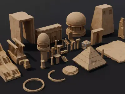 Ancient Temple 2 Low-poly 3D model