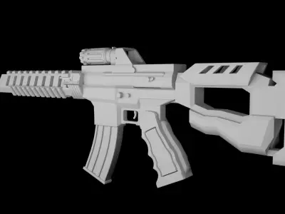 Realistic 3d assault rifle BLACK Low-poly 3D model