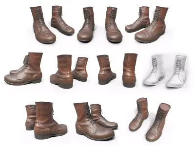 Collection of boots and shoes Low-poly 3D model