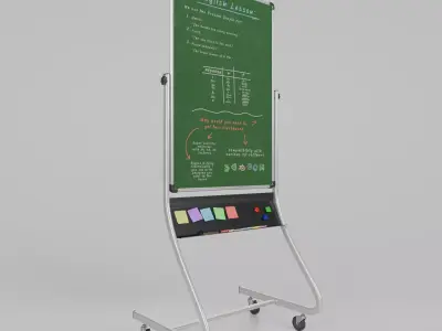 Customizable Double-Sided Metal Greenboard Tall Writing Board Low-poly 3D model