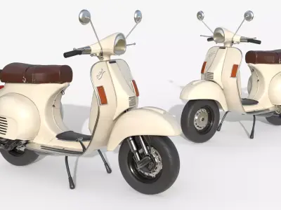 Classic Vintage Vespa Scooter - Cream  3D model