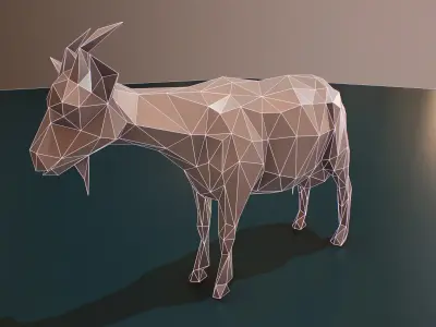 Low Poly Animals deer on table Low-poly 3D model