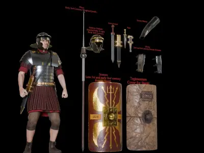Roman Legionary Leg IX Hispana 120 AD - Rigged Low-poly 3D model