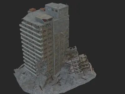 destroyed building Low-poly 3D model order