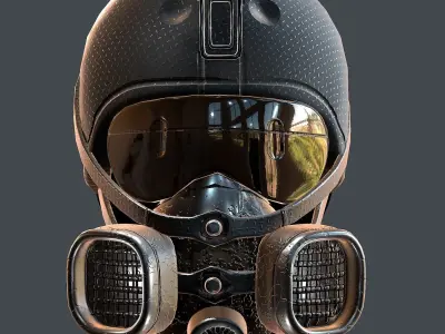 Gas mask helmet 3d model scifi Low-poly  Low-poly 3D model 31