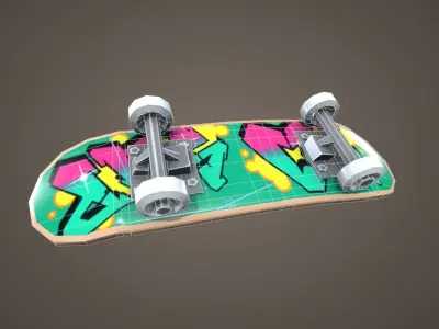 Stylized Skateboard Low-poly 3D model