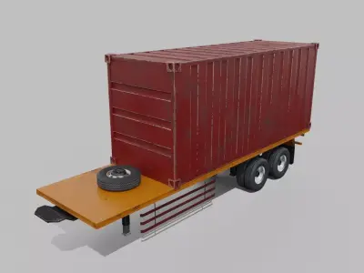 Container Trailer Low-poly 3D model by AzkA3D