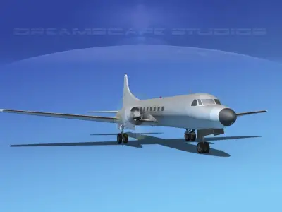 Convair CV-580 Bare Metal Cargo 3D model