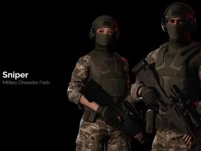 Rapid Fire Military Character - Sniper Low-poly 3D model