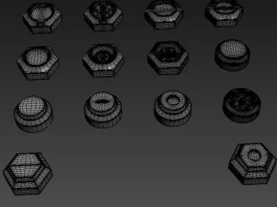 bolt 1 hex nuts 3D model