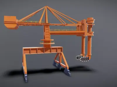 Port transportation crane animation 3D model