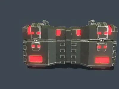 Textured Sci Fi military ammunition case with UVs 3D model