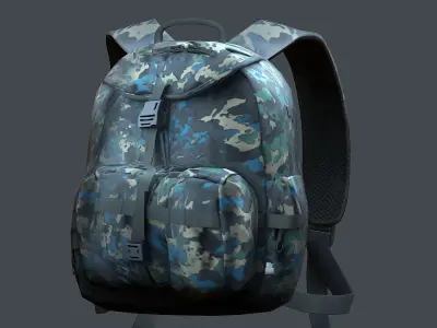 Backpack military combat Black baggage bag  Low-poly 3D model