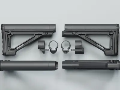 MOE Fixed Carbine Stock - Replica Low-poly 3D model