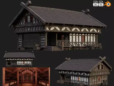 Old Medieval Building House 4K Textures GameReady 50 Low-poly 3D model