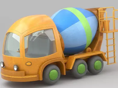 Cartoon Mixer Truck Low-poly 3D model