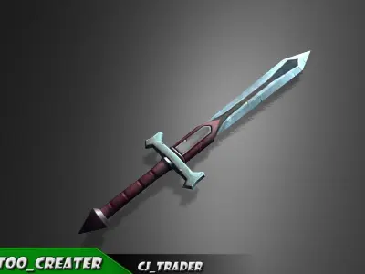Modern Sword Fantasy Lowpoly 3D Model Low-poly 3D model
