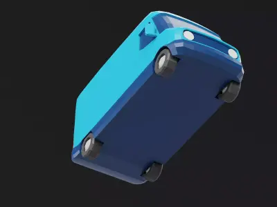 Delivery Van Blue Modern Stylized Low-poly 3D model