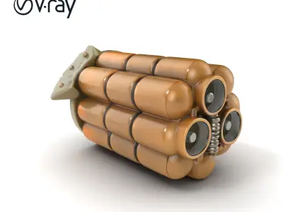 Incendiary Cluster Bomb 3D Model Pack with Dispersal Mechanism Low-poly 3D model