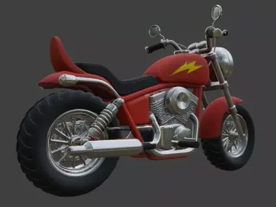 Cartoon Red Chopper Motorcycle 3D Model 3D model