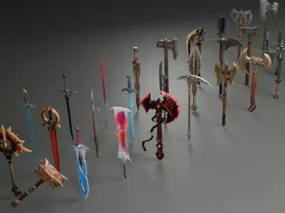 Stylized Fantasy Weapons Set 2 3D model