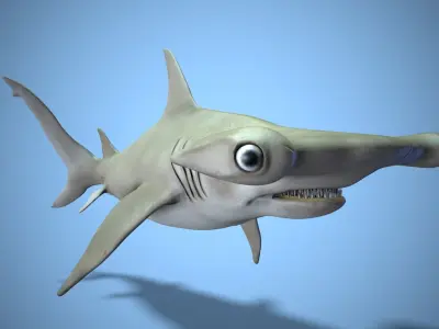 Hammerhead shark Low-poly 3D model 2