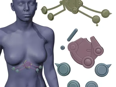 Invisigal Dispatch lungs augment implant cyber part 3D print model