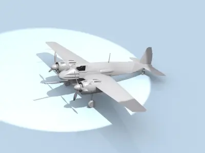 Aircraft airplane with propellers Low-poly 3D model