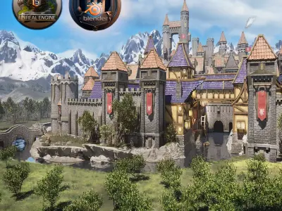 Castles and Towns Massive 250 Piece Kitbash Modular Pack 3D model