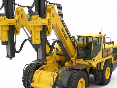 Industrial Mining Drill Low-poly 3D model