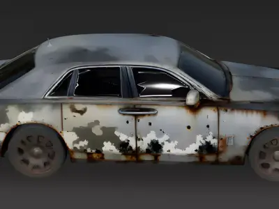 Realistic Abandoned Luxury Sedan 3D Model Low-poly 3D model