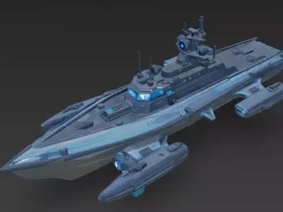 Sci-Fi Futuristic Naval Battleship PBR 3D Model 3D model