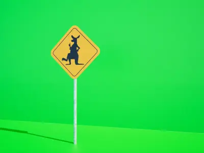 Kangaroo Crossing  Low Poly Road Sign Game Ready 3D Model Free low-poly 3D model