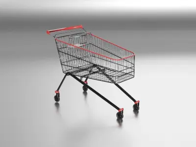 supermarket trolley Low-poly 3D model