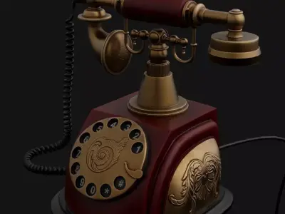 Antique Vintage Phone Low-poly 3D model