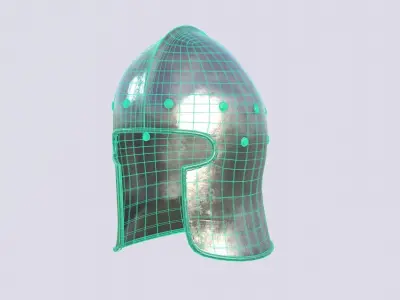 Medieval Barbute Helmet Low-poly 3D model